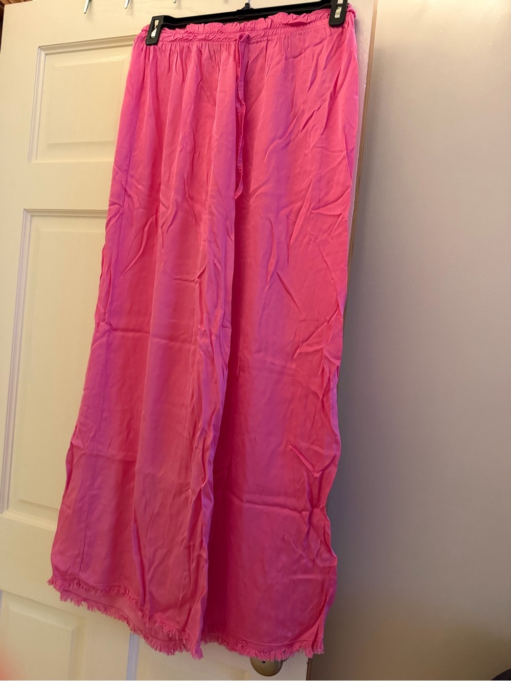 Bright Pink Wide-Leg Women's Pull-On Pants
